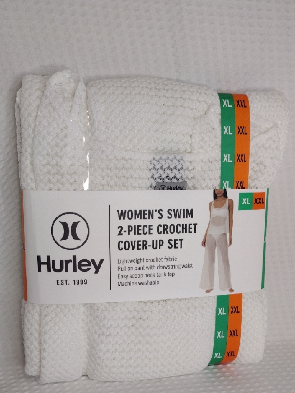 Hurley White Crochet Swim  Tank and Wide-Leg Cover-Up Pants Set 2 Piece - Picture 4 of 7
